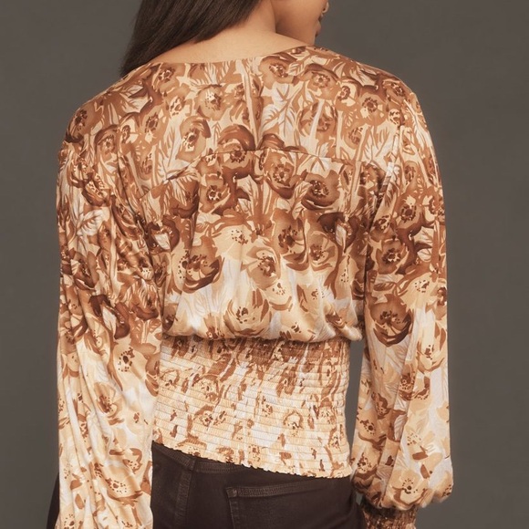 Anthropologie Tiny Valentina Long-Sleeve Printed Surplice Top - Picture 7 of 7